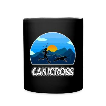 Canicross Natur Laufen Hund Hundesport - Tasse einfarbig - Schwarz - Vorne
