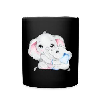 Elephant Family Mama Baby T-Shirt - Full Colour Mug - black - Front