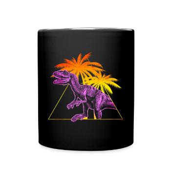 Vaporwave Allosaurus Dinosaurier - Tasse einfarbig - Schwarz - Vorne