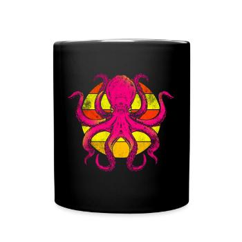 Bunter Oktopus Tintenfisch Kranken - Tasse einfarbig - Schwarz - Vorne