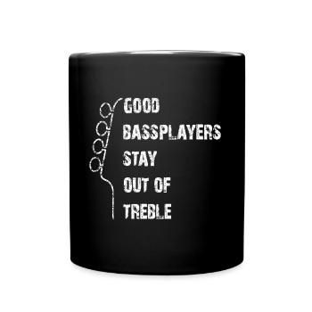 Basse et pas d’aigus - manche de guitare avec dicton - Mug uni - noir - Devant