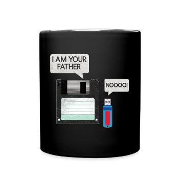 Disquette Disquette Clé USB Père & Fils Tenue Rétro - Mug uni - noir - Devant