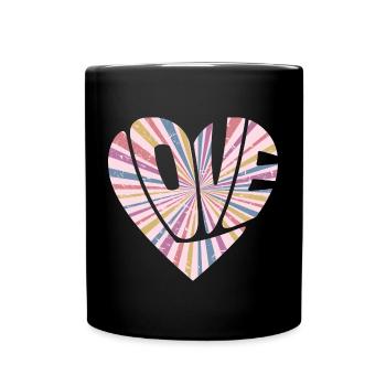 Buntes Liebesherz Cooles Geschenk für Männer Frauen & Kinder - Tasse einfarbig - Schwarz - Vorne