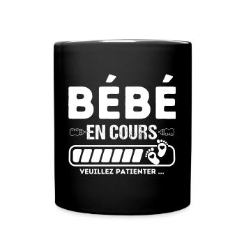 Bébé en cours annonce grossesse naissance humour - Mug uni - noir - Devant