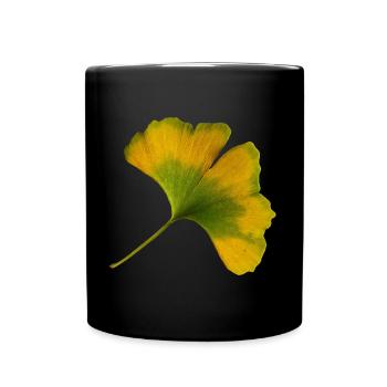 Feuille de Ginkgo Automne Feuille de Ginkgo Jaune Vert - Mug uni - noir - Devant