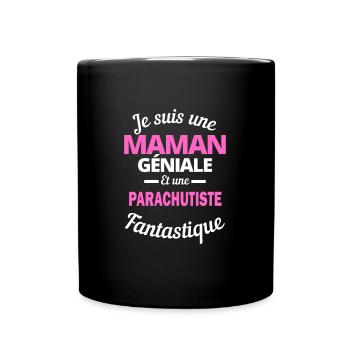 Je suis une Maman géniale Et une parachutiste - Mug uni - noir - Devant