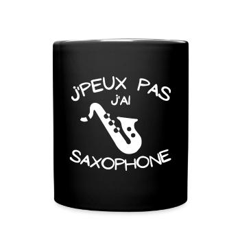 saxophone, jouer de saxophone - Mug uni - noir - Devant