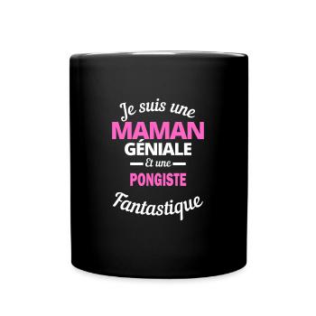 Je suis une Maman géniale Et une pongiste - Mug uni - noir - Devant