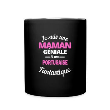 Je suis une Maman géniale Et une Portugaise - Mug uni - noir - Devant