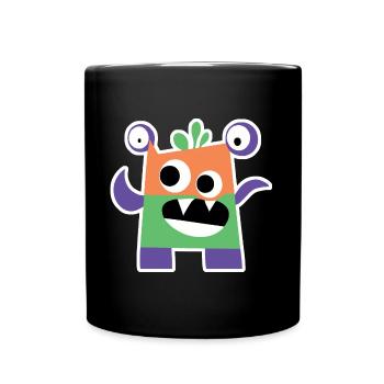 Colorful Block Monster | Funny Geometric Chibi - Full Colour Mug - black - Front