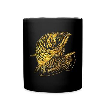 Arowana Fish Gold Graphic Fish Lover Fishing Gear - Full Colour Mug - black - Front