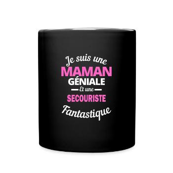 Je suis une Maman géniale Et une secouriste - Mug uni - noir - Devant