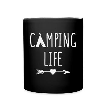 Leben auf dem Campingplatz - Tasse einfarbig - Schwarz - Vorne