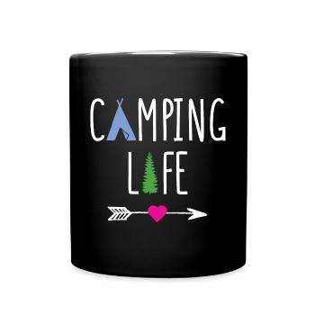 Leben auf dem Campingplatz - Tasse einfarbig - Schwarz - Vorne
