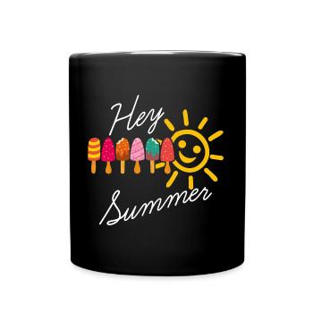 Hello summer sunshine and popsicles - Full Colour Mug - black - Front