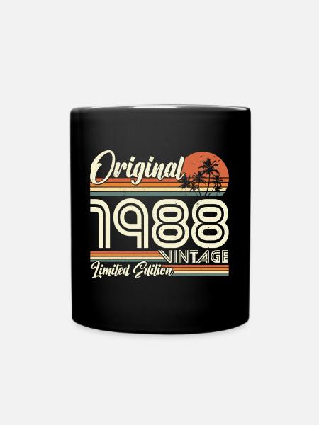 1988 Vintage Anniversaire Vintage Retro Cadeau - Mug uni - noir