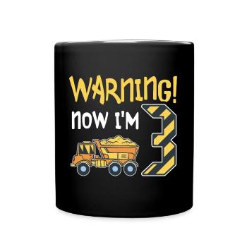 3. Geburtstag Junge 3 Jahre alt Kipper Baustelle - Tasse einfarbig - Schwarz - Vorne