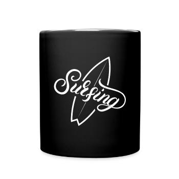 Surfen, Surffan, Surfen - Tasse einfarbig - Schwarz - Vorne