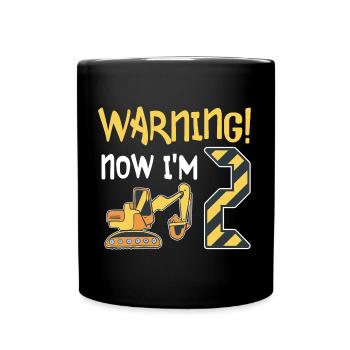 Enfants excavatrice conducteur 2ème anniversaire 2 ans excavatrice - Mug uni - noir - Devant