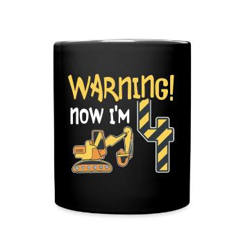 Enfants cavatrice 4ème anniversaire 4 ans excavatrice - Mug uni - noir - Devant