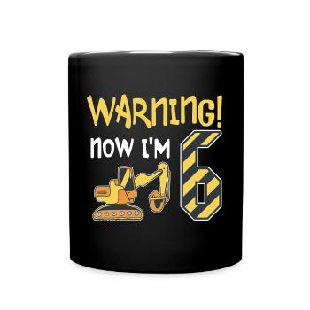 Conducteur d’excavatrice 6e anniversaire Enfants 6 ans Excavatrice - Mug uni - noir - Devant