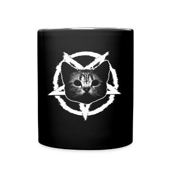 Satanische Katze im Pentagramm - Tasse einfarbig - Schwarz - Vorne