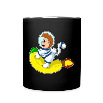 Monkey Astronaut Space - Full Colour Mug - black - Front