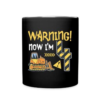 Bulldozer Anniversaire 4 ans Jeunes ouvriers de la construction - Mug uni - noir - Devant