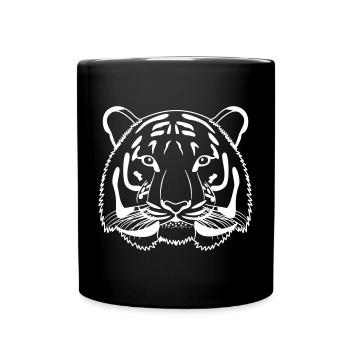 Tête de tigre - lumière de contour - Mug uni - noir - Devant