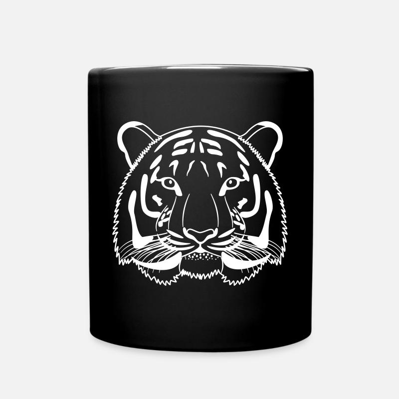 Tiger head - outline bright - Full Colour Mug - black
