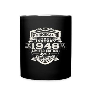 Né en 1948 Janvier 75e anniversaire Homme cadeau - Mug uni - noir - Devant