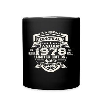 Born 1978 January 45th birthday gift man - Full Colour Mug - black - Front