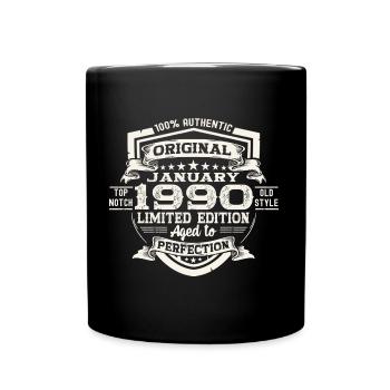 Né le 33 janvier 1990 Homme cadeau - Mug uni - noir - Devant