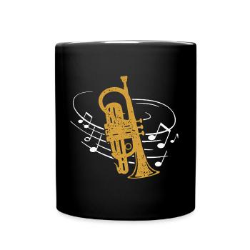 Kornett Noten Kornettist Blasmusik Musiker - Tasse einfarbig - Schwarz - Vorne