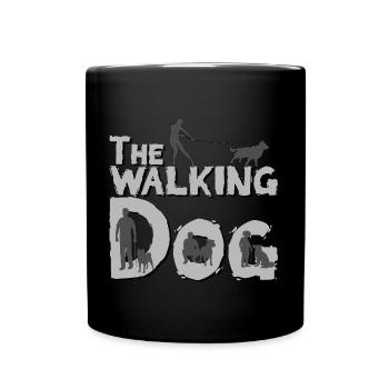 Hunde T-shirt "The walking Dog" - Tasse einfarbig - Schwarz - Vorne