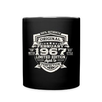 February born 1967 56th birthday gift man - Full Colour Mug - black - Front