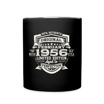 Février né en 1956 67e anniversaire cadeau homme - Mug uni - noir - Devant