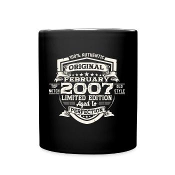 February vintage 2007 16th birthday gift man - Full Colour Mug - black - Front