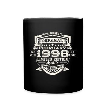 February born 1998 25th birthday gift man - Full Colour Mug - black - Front
