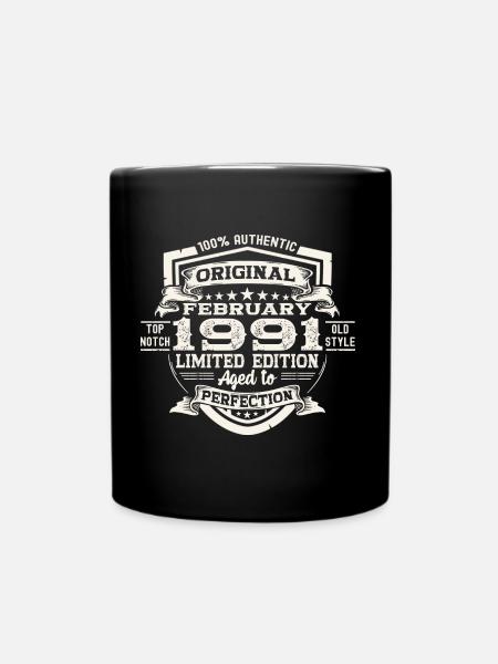 Février né 1991 32e anniversaire cadeau homme - Mug uni - noir