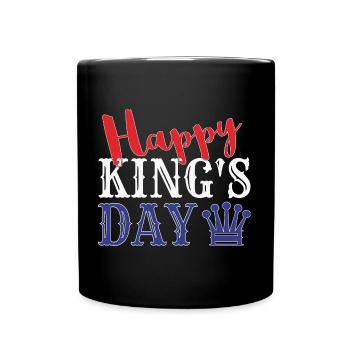 King's Day Happy Königstag - Tasse einfarbig - Schwarz - Vorne