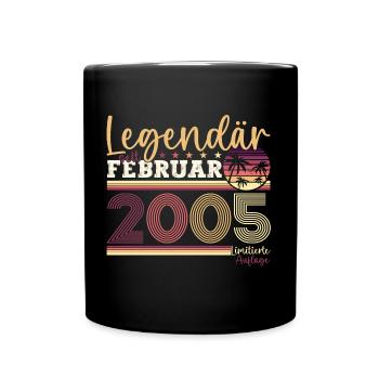 Jahrgang 2005 Februar 18. Geburtstag Geschenk Mann - Tasse einfarbig - Schwarz - Vorne