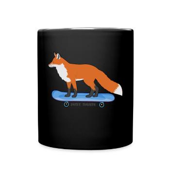 Skateboard Skater-Fuchs SK8 Halfpipe Skateboarder - Full Colour Mug - black - Front