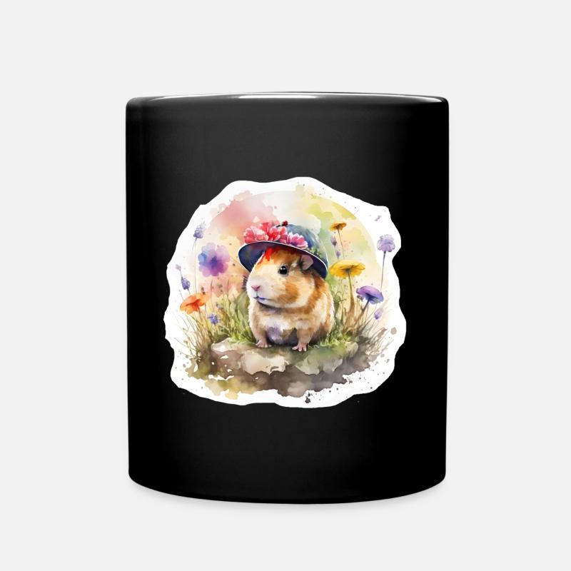 Cochons d’Inde dans une prairie fleurie - Mug uni - noir