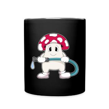 Mushroom Firefighter Fire Hose Fire Brigade - Full Colour Mug - black - Front