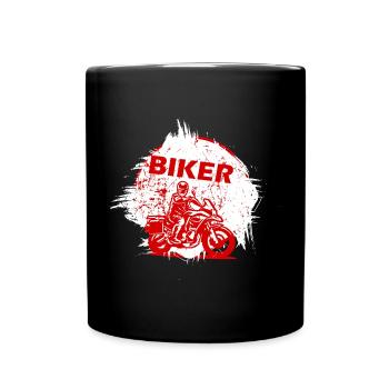Red Biker Motorrad-Splash-Effekt - Tasse einfarbig - Schwarz - Vorne
