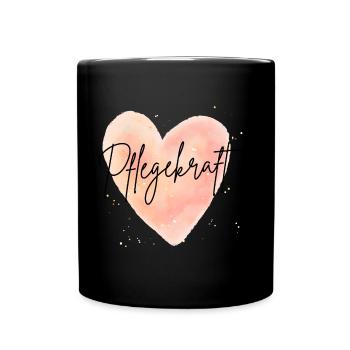 Pflegekraft Herz – Aquarell Liebe Pflege Schön - Tasse einfarbig - Schwarz - Vorne