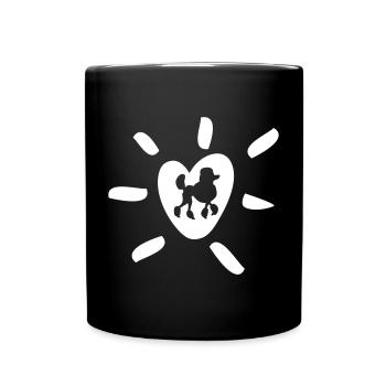 Herz Pudel Strahlen Hund Liebe Love Fan Tierliebe - Tasse einfarbig - Schwarz - Vorne