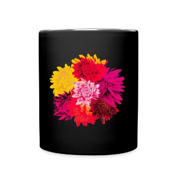 Gute Laune Blumenstrauß in wundervollen Farben - Tasse einfarbig - Schwarz - Vorne