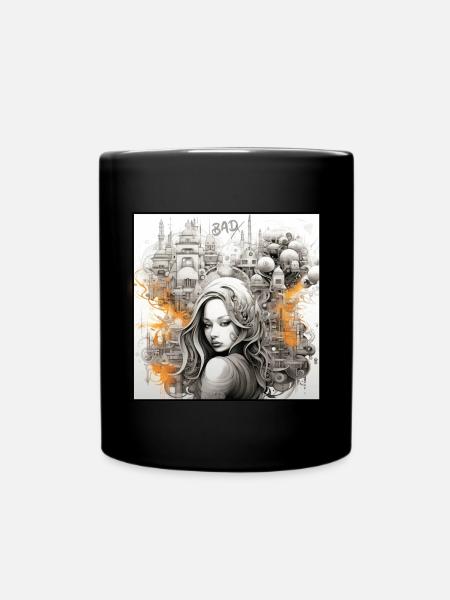 BadX Art Kunst City Femme Design - Mug uni - noir